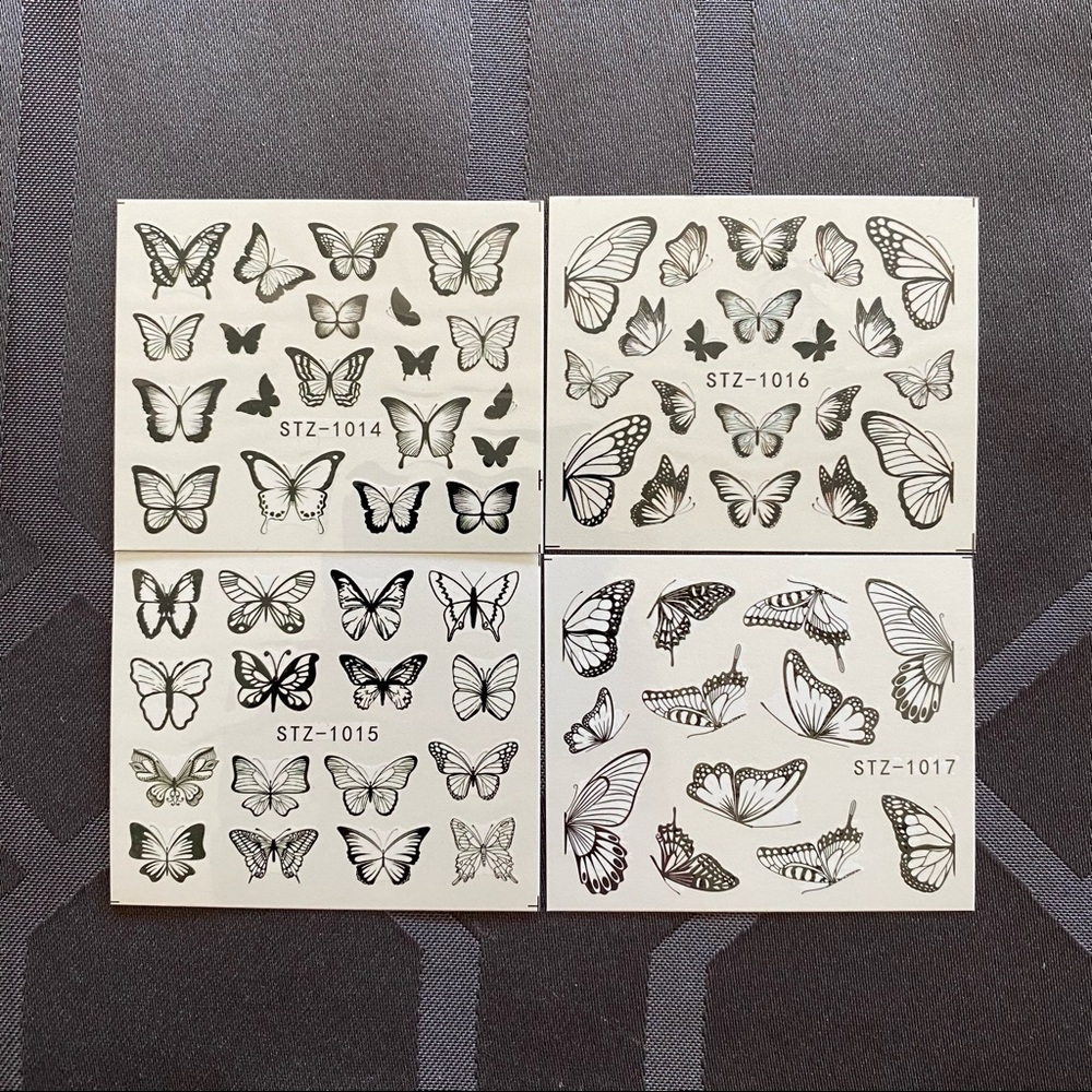 NEW Black & White Butterfly Nail Stickers